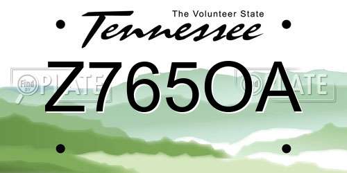 Z765OA Tennessee License Plate