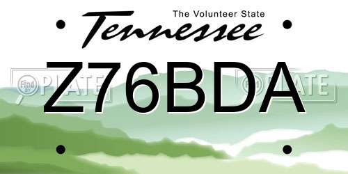 Z76BDA Tennessee License Plate