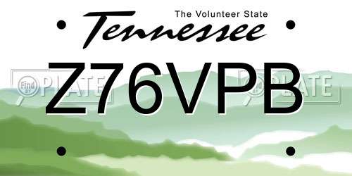 Z76VPB Tennessee License Plate