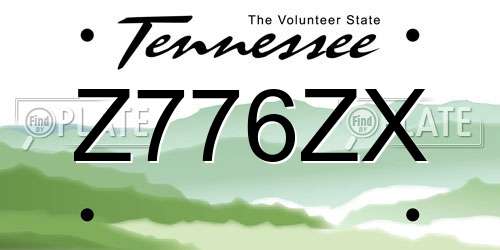 Z776ZX Tennessee License Plate