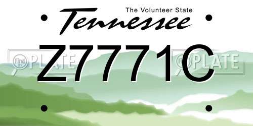 Z7771C Tennessee License Plate