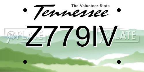 Z779IV Tennessee License Plate