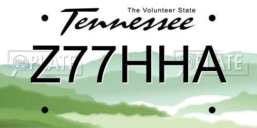 Z77HHA Tennessee License Plate