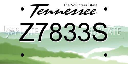 Z7833S Tennessee License Plate