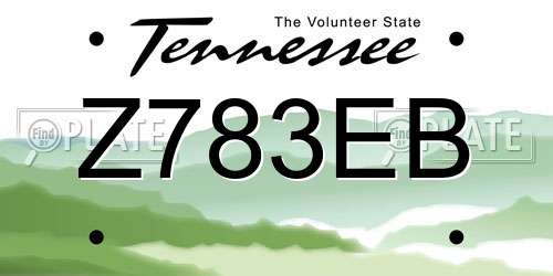 Z783EB Tennessee License Plate