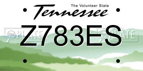 Z783ES Tennessee License Plate