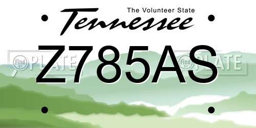 Z785AS Tennessee License Plate