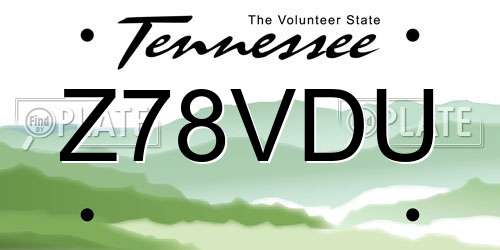 Z78VDU Tennessee License Plate