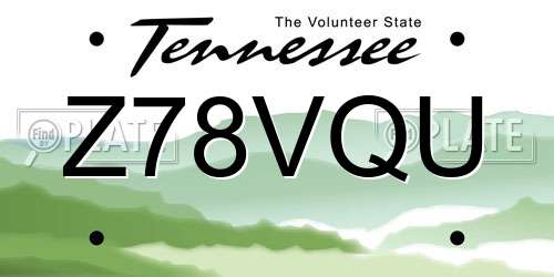 Z78VQU Tennessee License Plate