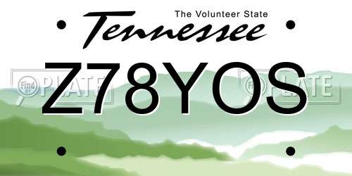 Z78YOS Tennessee License Plate