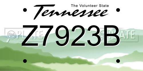 Z7923B Tennessee License Plate