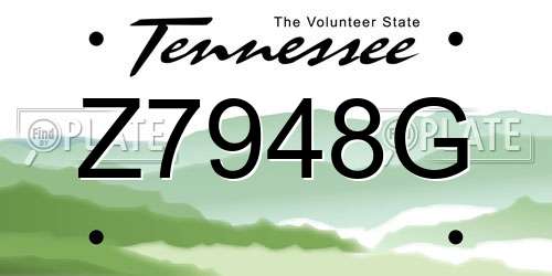 Z7948G Tennessee License Plate