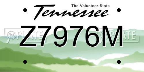 Z7976M Tennessee License Plate