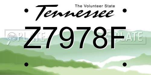 Z7978F Tennessee License Plate
