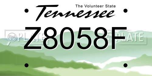 Z8058F Tennessee License Plate