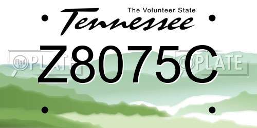 Z8075C Tennessee License Plate