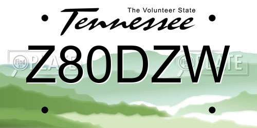 Z80DZW Tennessee License Plate