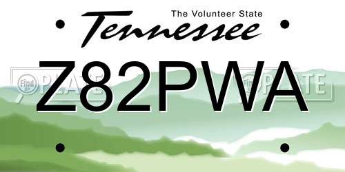 Z82PWA Tennessee License Plate