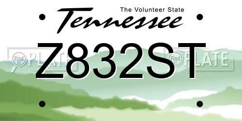 Z832ST Tennessee License Plate