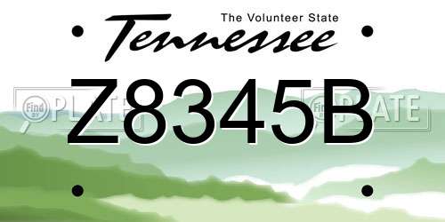 Z8345B Tennessee License Plate