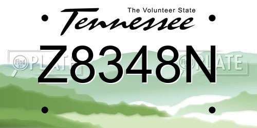 Z8348N Tennessee License Plate