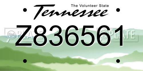Z836561 Tennessee License Plate