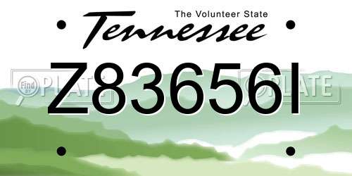 Z83656I Tennessee License Plate