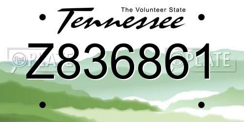 Z836861 Tennessee License Plate