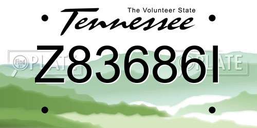 Z83686I Tennessee License Plate
