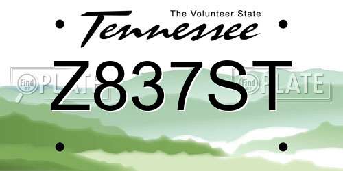 Z837ST Tennessee License Plate