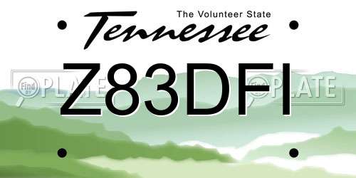 Z83DFI Tennessee License Plate
