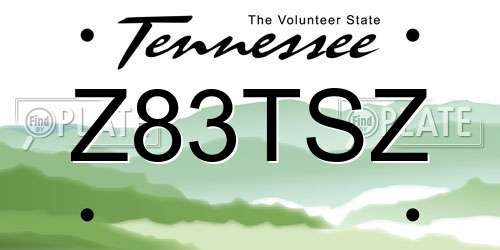 Z83TSZ Tennessee License Plate