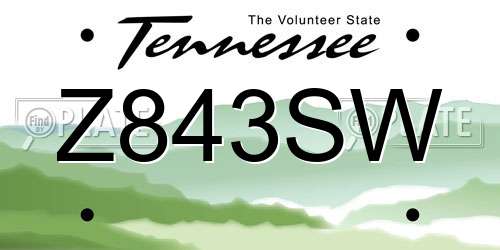 Z843SW Tennessee License Plate