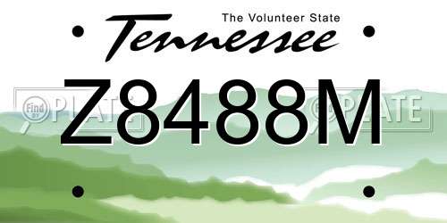Z8488M Tennessee License Plate