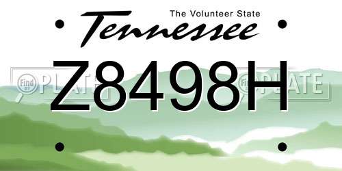 Z8498H Tennessee License Plate