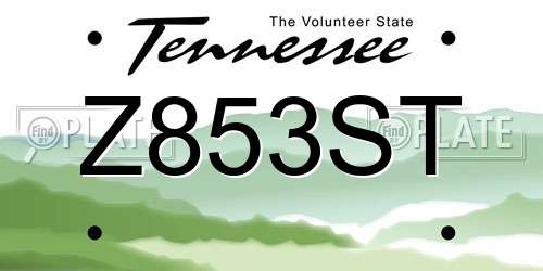 Z853ST Tennessee License Plate