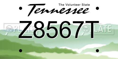 Z8567T Tennessee License Plate