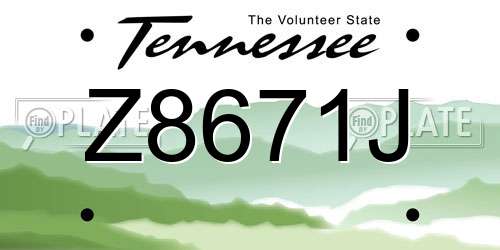 Z8671J Tennessee License Plate