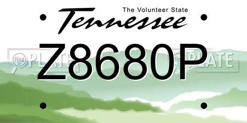 Z8680P Tennessee License Plate