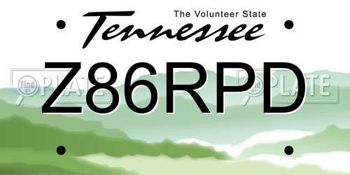 Z86RPD Tennessee License Plate