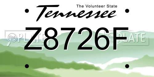 Z8726F Tennessee License Plate