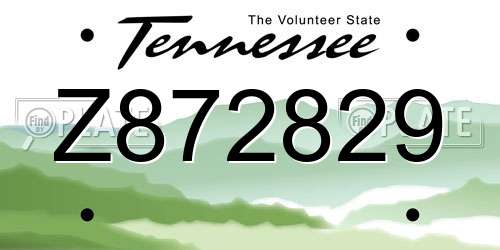 Z872829 Tennessee License Plate