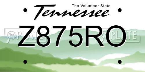Z875RO Tennessee License Plate