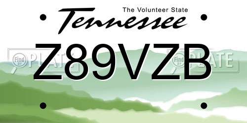 Z89VZB Tennessee License Plate