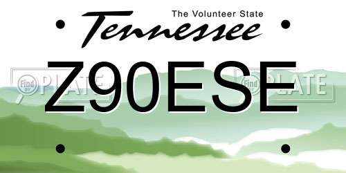 Z90ESE Tennessee License Plate