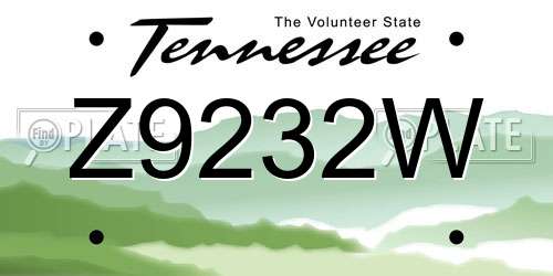 Z9232W Tennessee License Plate