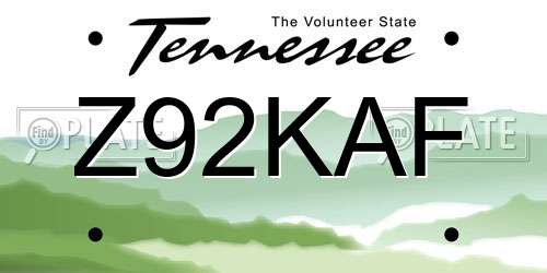 Z92KAF Tennessee License Plate