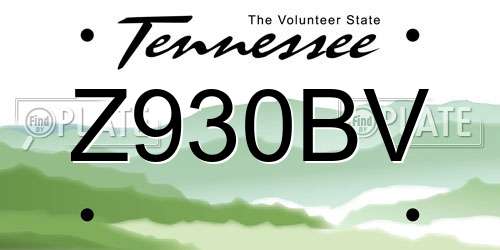 Z930BV Tennessee License Plate
