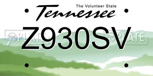Z930SV Tennessee License Plate