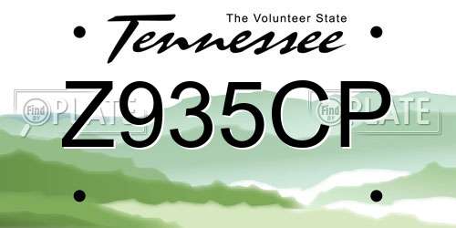 Z935CP Tennessee License Plate